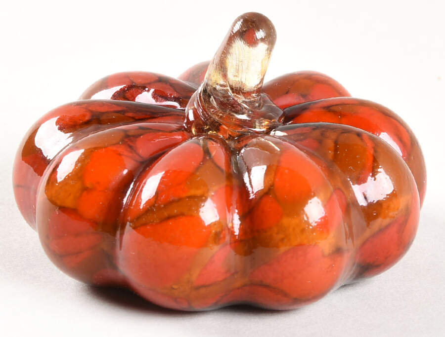 Pumpkin Patch Mini Red & Brown Pumpkin - No Box by Global Village Glass-1