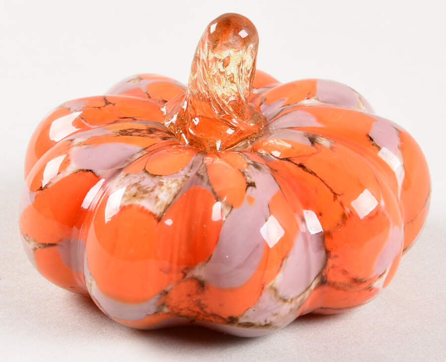 Pumpkin Patch Mini Orange & Lavendar Pumpkin - No Box by Global Village Glass-1