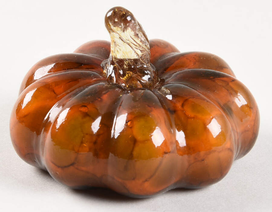 Pumpkin Patch Mini Amber Opaque Pumpkin - No Box by Global Village Glass-1