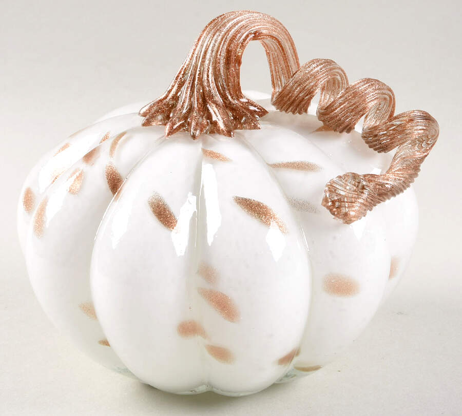 Pumpkin Patch Gold Dust White Pumpkin - No Box by Global Village Glass-1