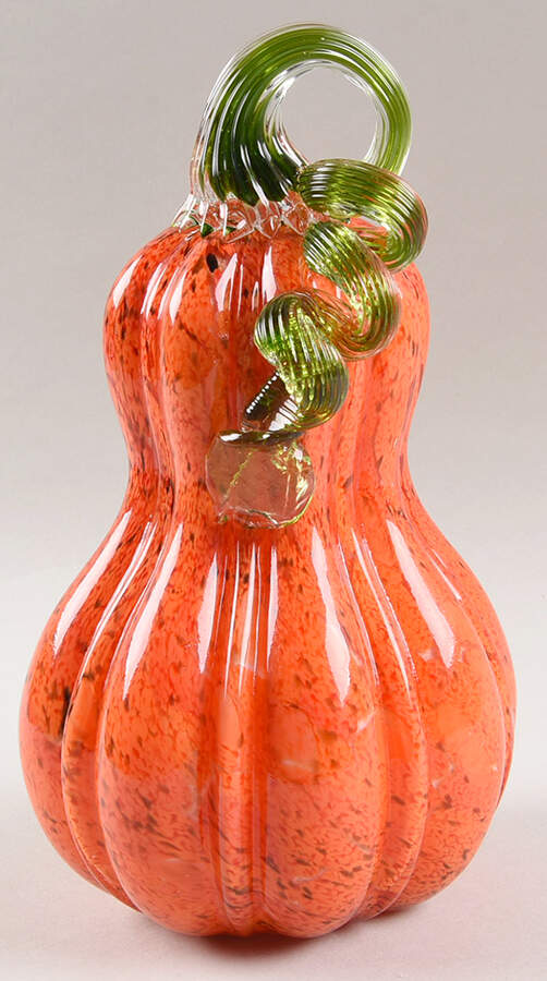 Pumpkin Patch Orange Mosaic Large Gourd - No Box by Global Village Glass-1