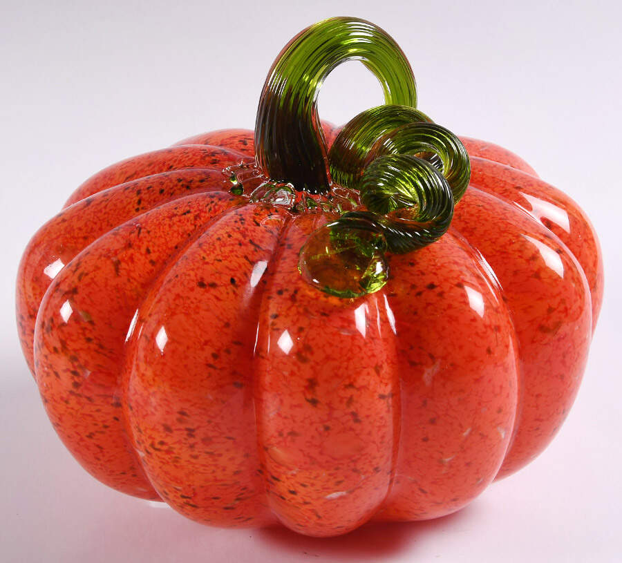 Pumpkin Patch Orange Mosaic Medium Pumpkin - No Box by Global Village Glass-1