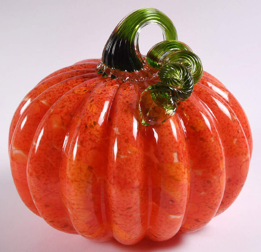 Pumpkin Patch Orange Mosaic Large Pumpkin - No Box by Global Village Glass-1