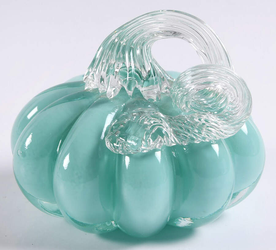 Pumpkin Patch Small Light Teal Opaque Pumpkin - No Box by Global Village Glass-1