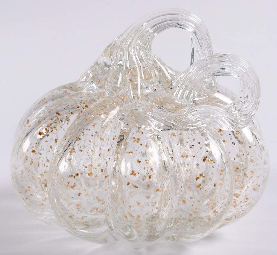 Pumpkin Patch Small Clear-Gold Speckle - No Box by Global Village Glass-1