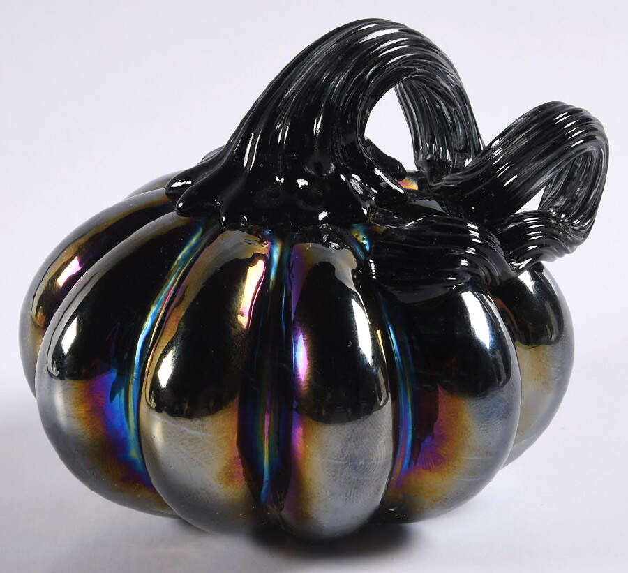 Pumpkin Patch Small Black Luster Pumpkin - No Box by Global Village Glass-1