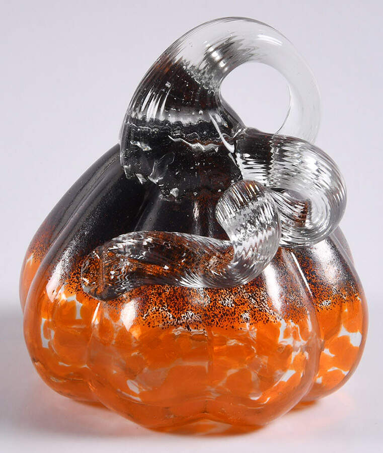 Pumpkin Patch Mini Orange & Gray Two-Tone Gourd - No Box by Global Village Glass-1