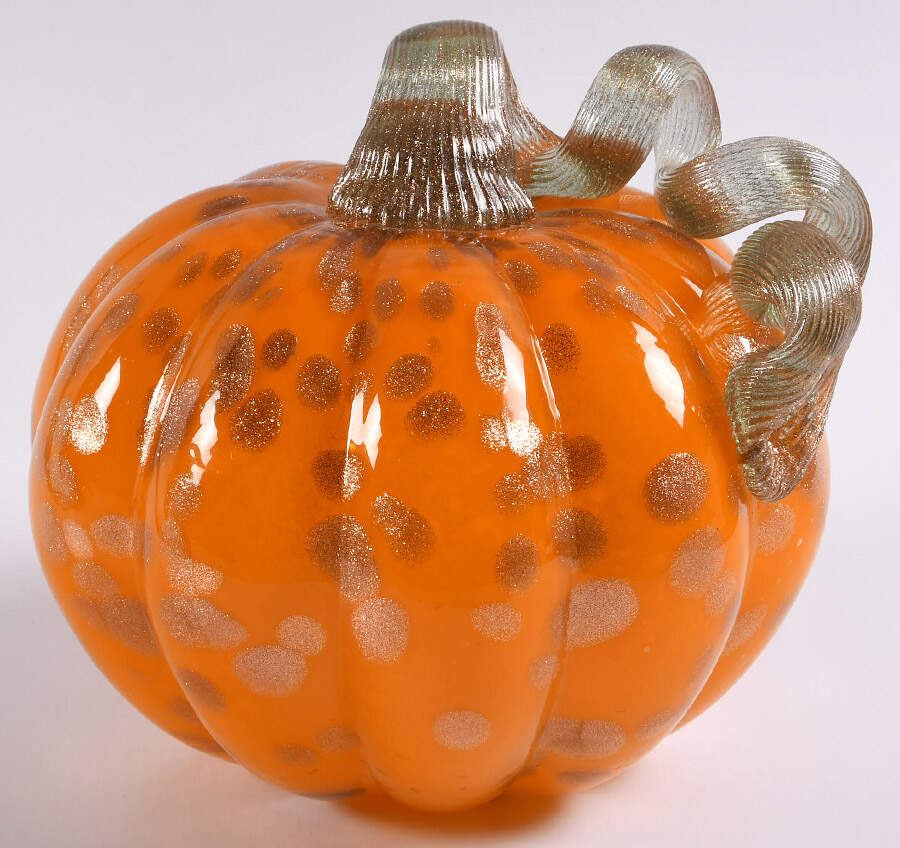 Pumpkin Patch Gold Dust Orange Pumpkin - No Box by Global Village Glass-1