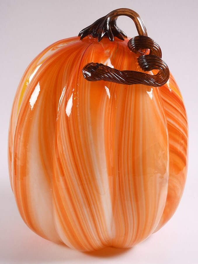 Pumpkin Patch Orange Straw Large Pumpkin - No Box by Global Village Glass-1