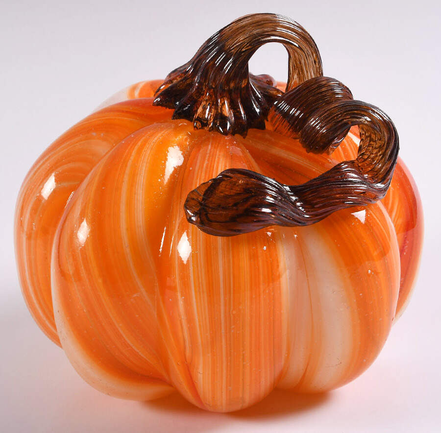 Pumpkin Patch Orange Straw Small Pumpkin - No Box by Global Village Glass-1