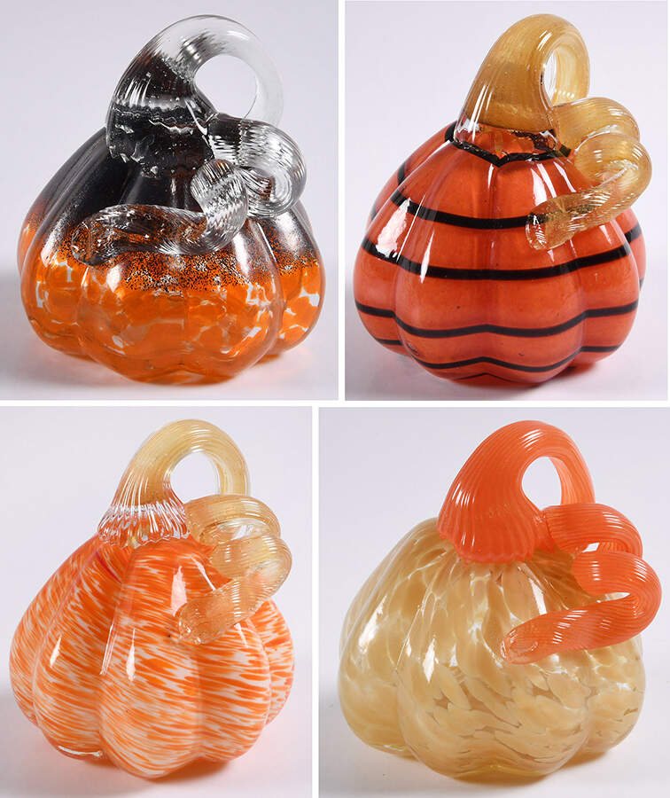 Pumpkin Patch Mini Assorted Gourds Set/4 - Boxed by Global Village Glass-1