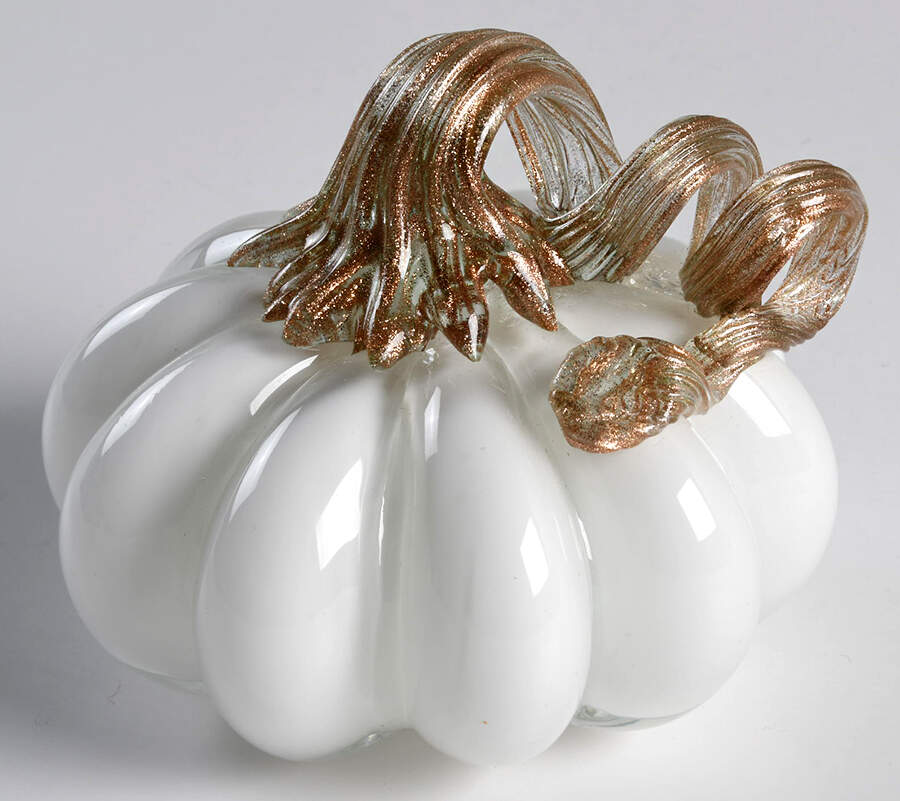 Pumpkin Patch Small White Opaque Pumpkin - No Box by Global Village Glass-1