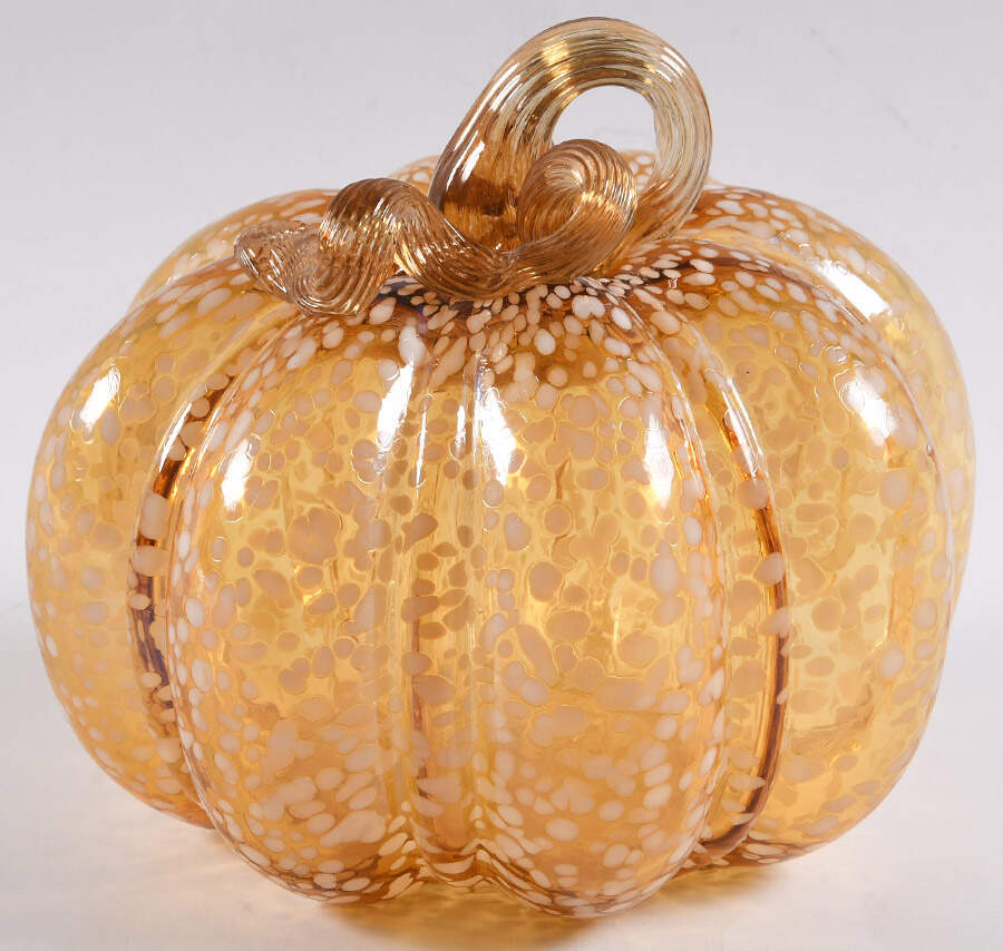 Pumpkin Patch Amber & White Pumpkin - No Box 60 by Global Village Glass-1
