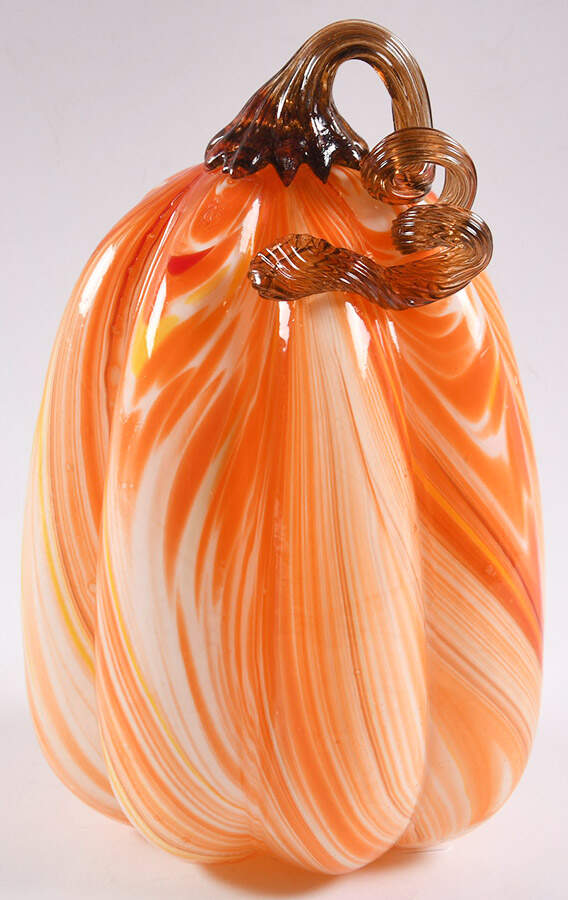 Pumpkin Patch Orange Straw Medium Pumpkin - No Box by Global Village Glass-1