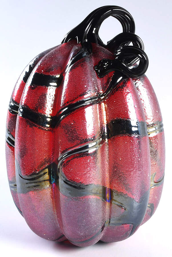 Pumpkin Patch Red Frosted Pumpkin - No Box by Global Village Glass-1