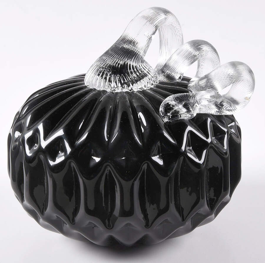 Pumpkin Patch Small Black Facet Pumpkin - No Box by Global Village Glass-1