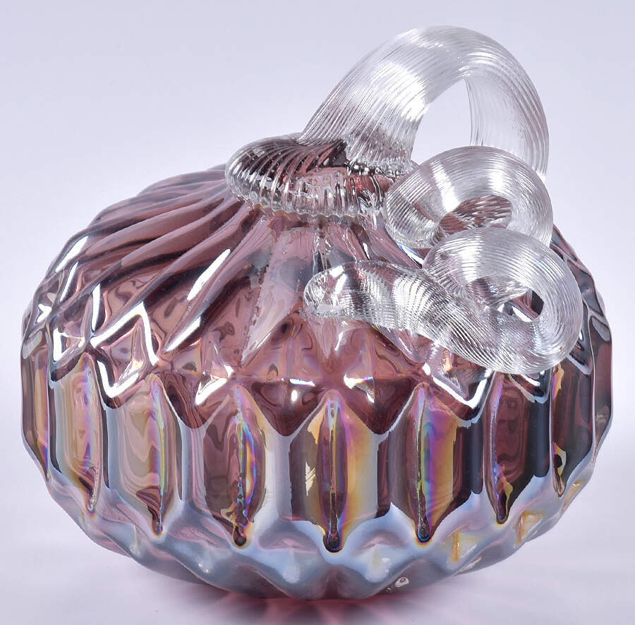 Pumpkin Patch Small Violet Facet Pumpkin - No Box by Global Village Glass-1