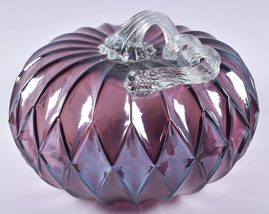 Pumpkin Patch Large Violet Facet Pumpkin - No Box by Global Village Glass-1