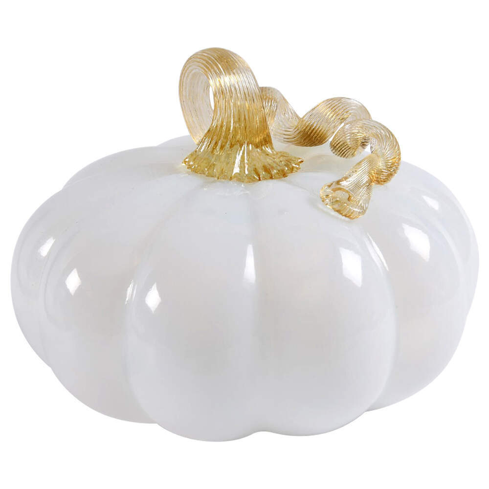 Pumpkin Patch White Medium  Pumpkin - No Box by Global Village Glass-1