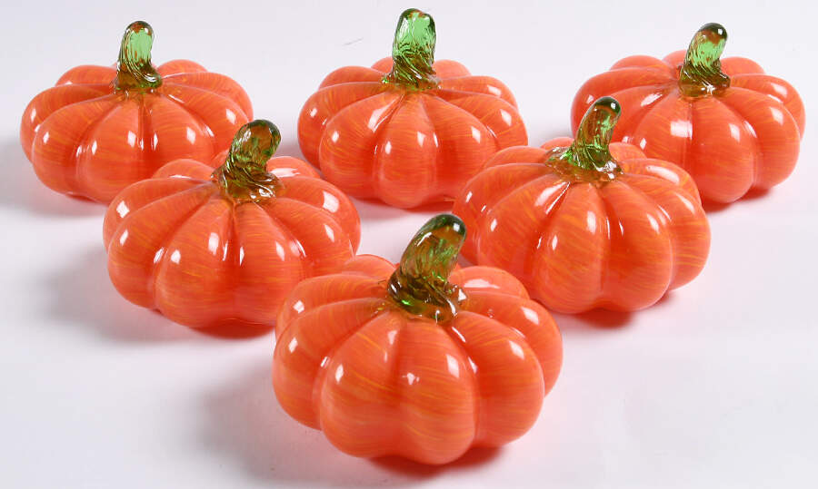Pumpkin Patch Mini Orange Pumpkin-Set Of 6 - Boxed by Global Village Glass-1