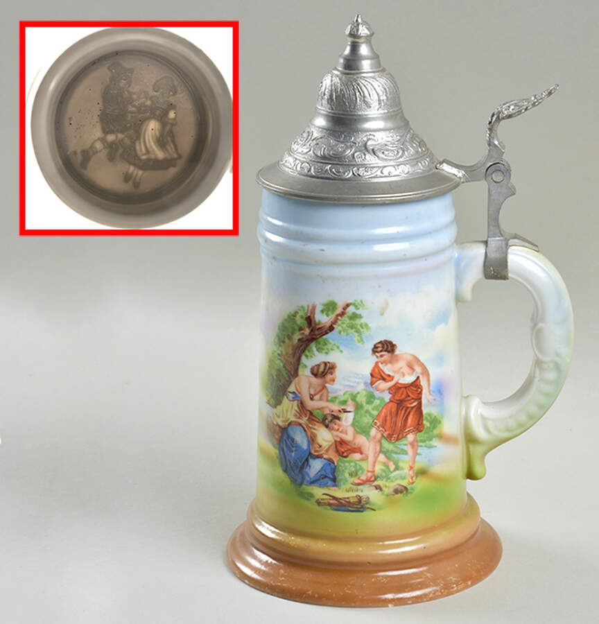 Neutettau Lithophane Steins Man,Woman,Cherub - No Box by Gerold Porzellan-1