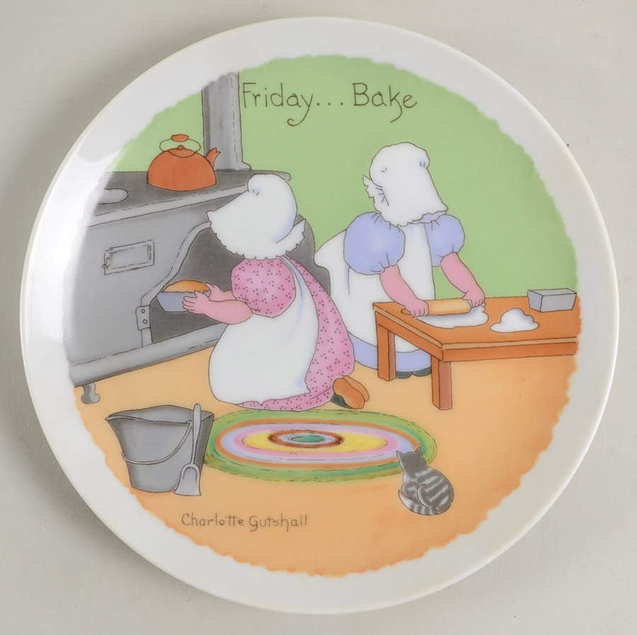 Sunbonnet Babies-Plate Friday/"Baking" - Boxed by Hackett American-1