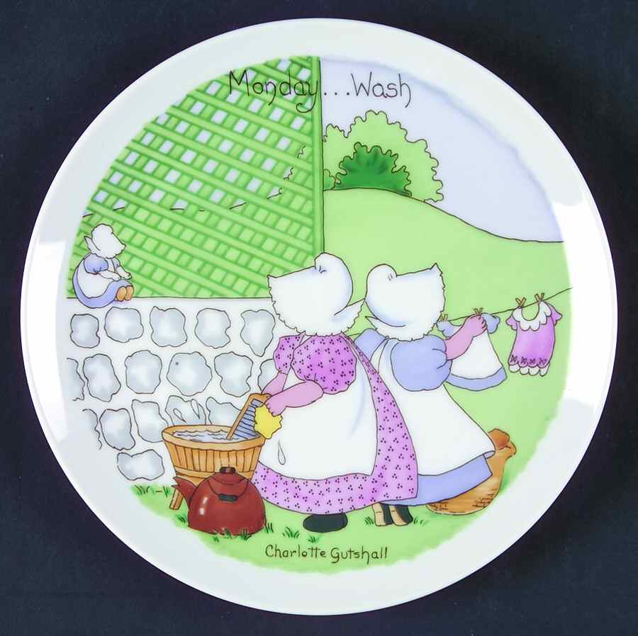 Sunbonnet Babies-Plate Monday/"Washing" - Boxed by Hackett American-1