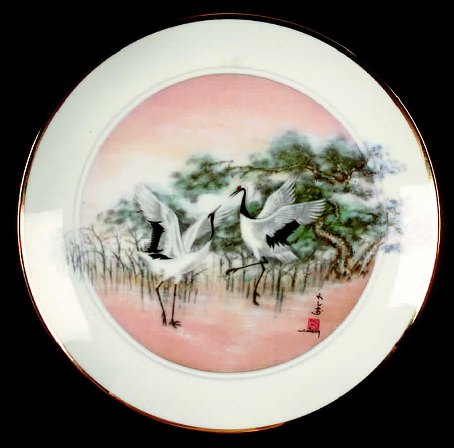 Birds of the Temple Gardens Cranes Of Eternal Life - Boxed by Hamilton Collection-1