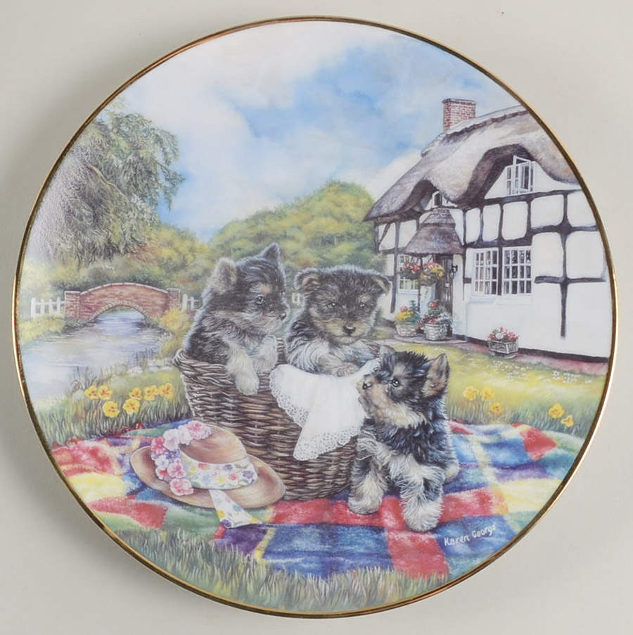 Cottage Puppies Picnic Playtime - Boxed by Hamilton Collection-1