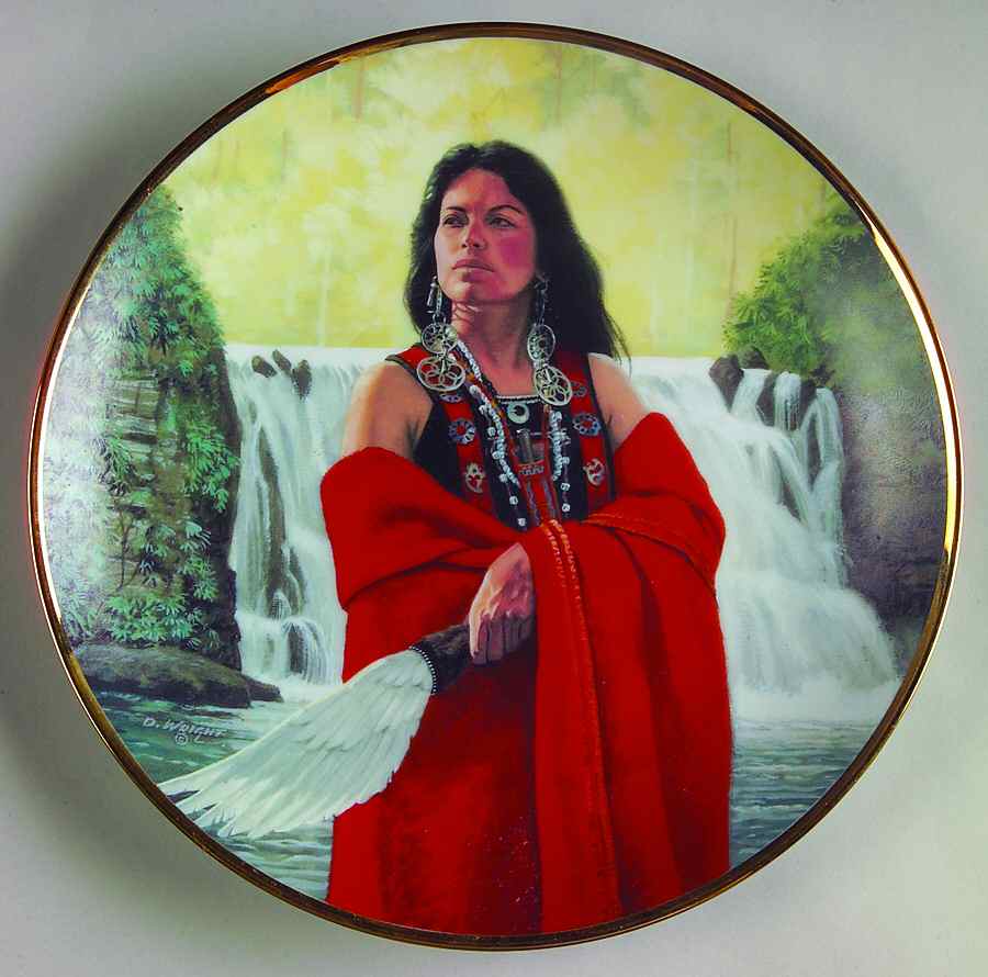 Noble American Indian Women White Rose - Boxed by Hamilton Collection-1