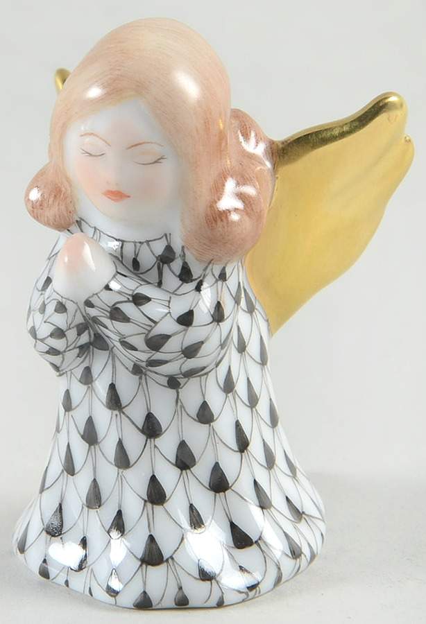 Religious Small Praying Angel-Black - No Box by Herend-1