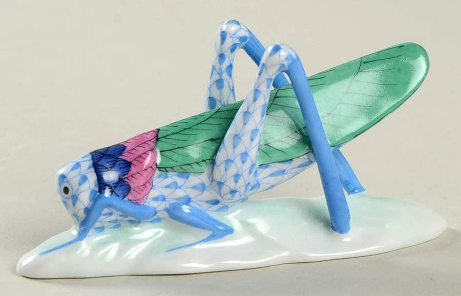 Bugs & Friends Grasshopper-Blue - No Box by Herend-1