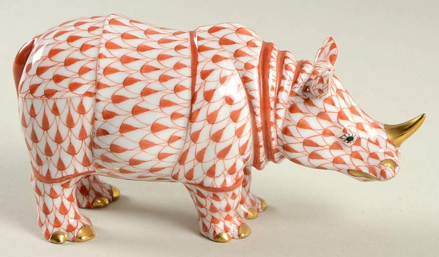 Hippos & Rhinos Rhino-Rust - No Box by Herend-1