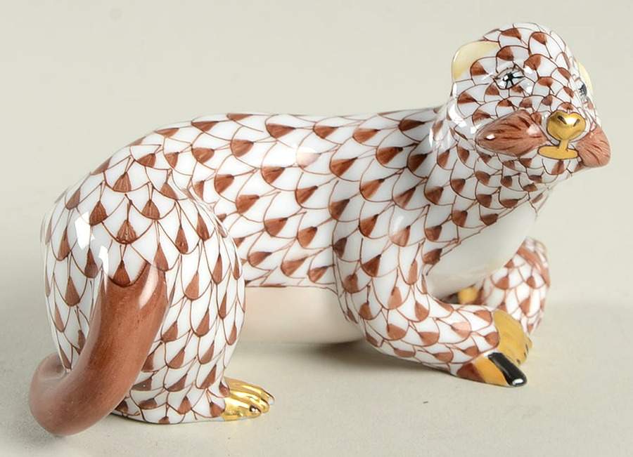 Sea Marine Animals Sea Otter W/Fish-Chocolate - No Box by Herend-1