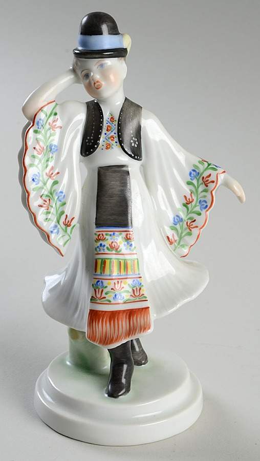 Children Boy Folk Dancer-Floral Sleeves - No Box by Herend-1