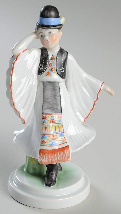 Traditional Hungarian People Hungarian Boy Folk Dancer - No Box by Herend-1