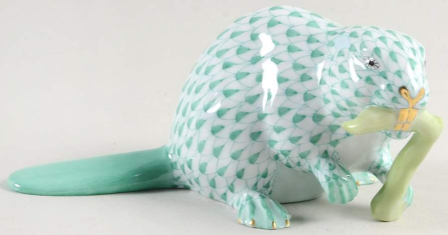Rodents Beaver-Green - No Box by Herend-1
