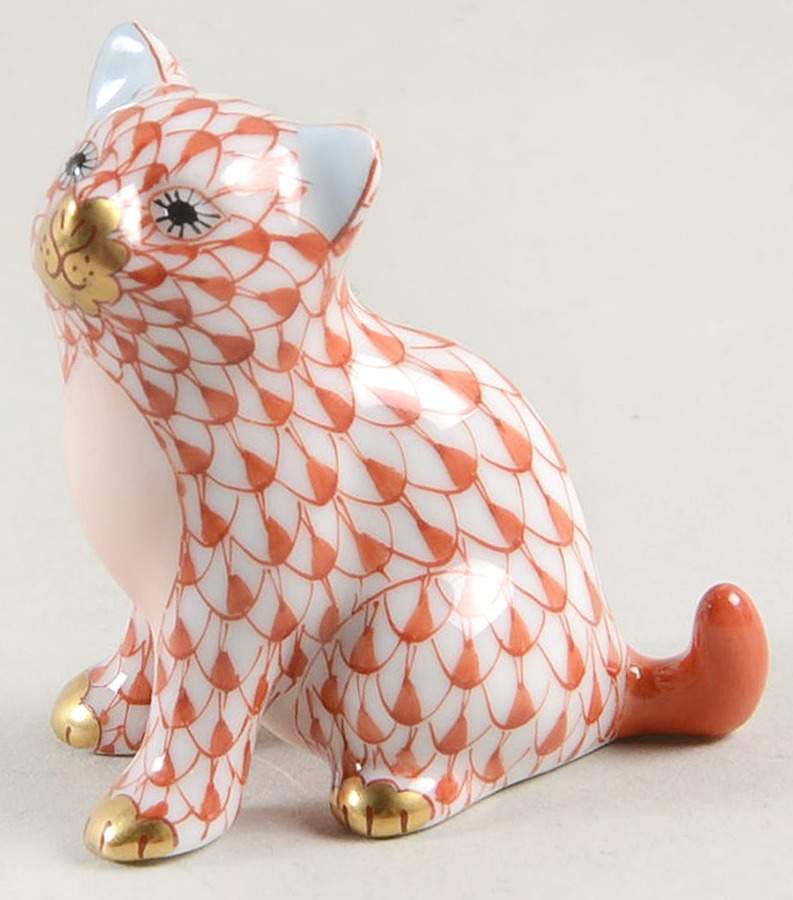Cats Sitting Kitty-Rust - No Box by Herend-1