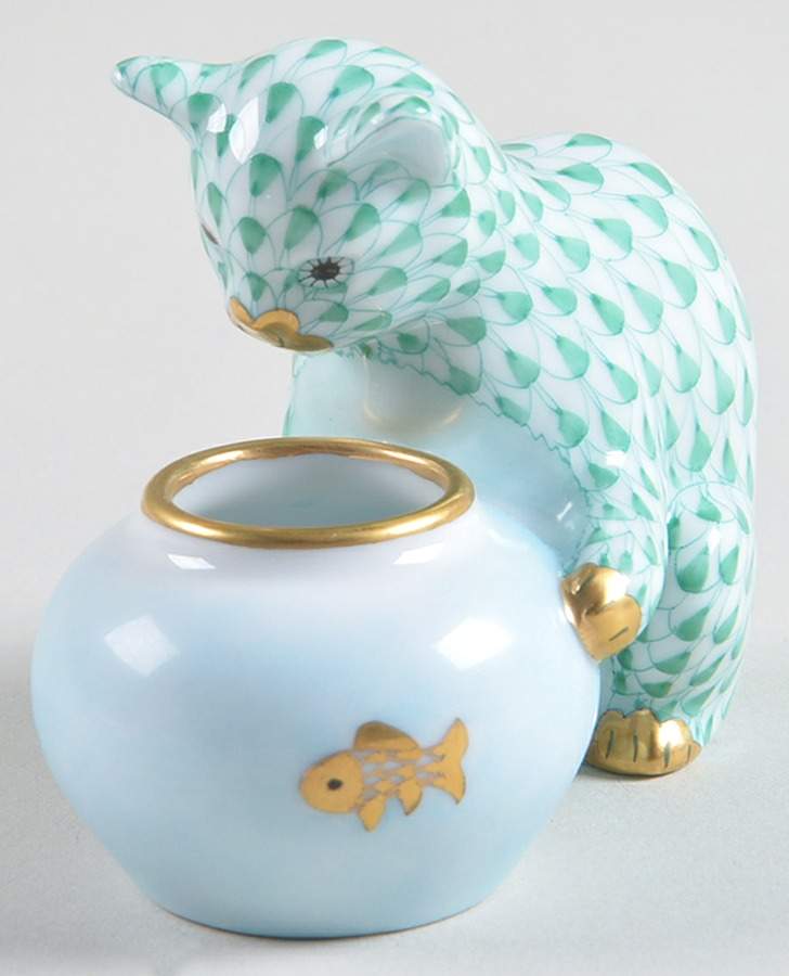 Cats Gone Fishing-Green - No Box by Herend-1