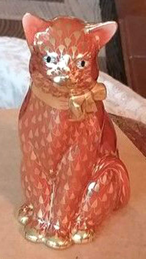 Cats Cat With Bow-Special Red - No Box by Herend-1