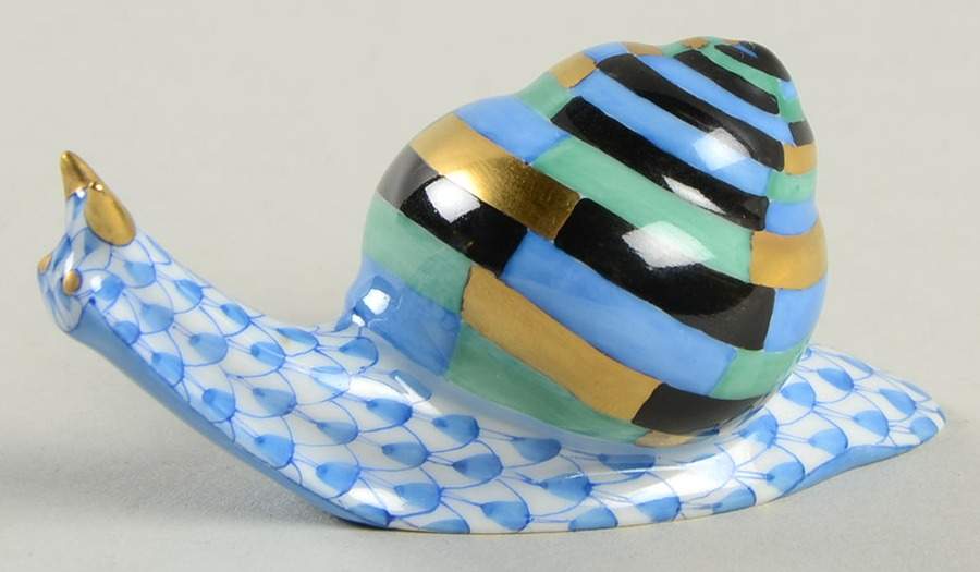 Bugs & Friends Snail-Blue - No Box by Herend-1