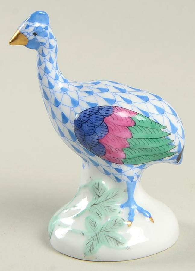 Game Birds Miniature Guinea Hen-Blue - No Box by Herend-1