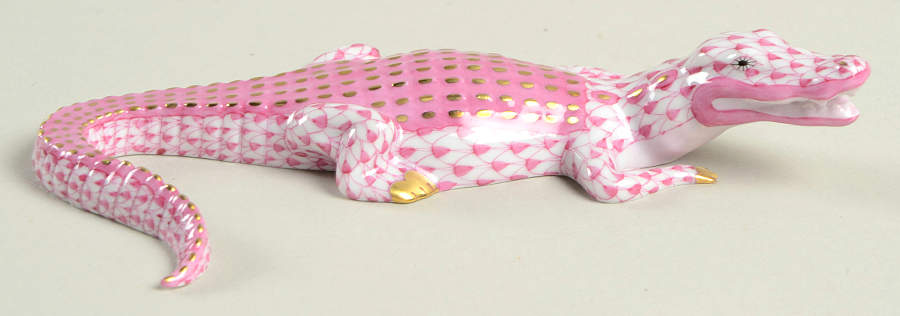 Reptiles-Snakes Small Alligator-Raspberry - No Box by Herend-1
