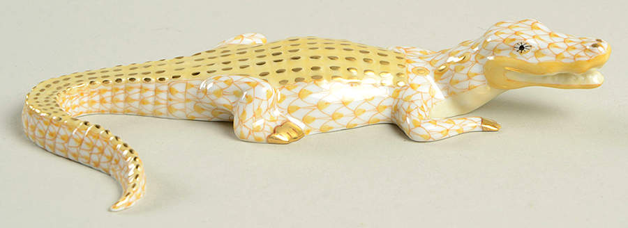 Reptiles-Snakes Small Alligator-Butterscotch - No Box by Herend-1