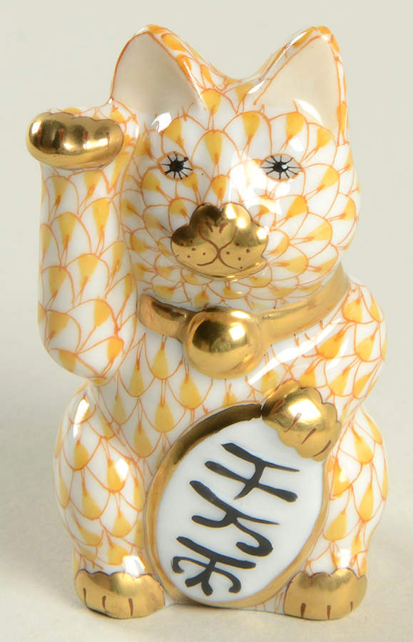 Cats Lucky Cat-Butterscotch - No Box by Herend-1