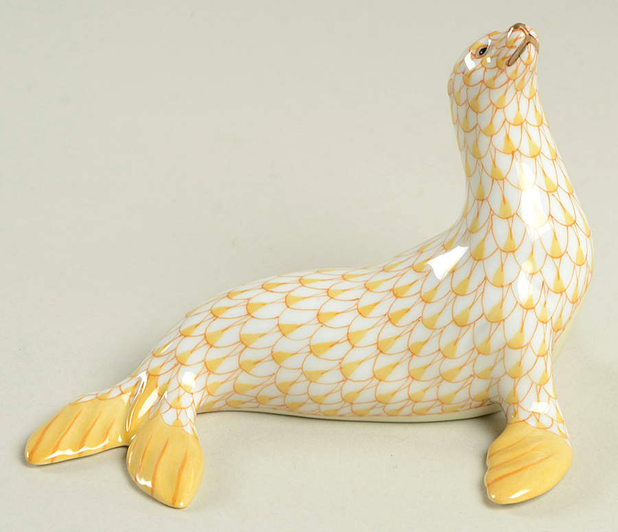 Sea Marine Animals Sea Lion-Butterscotch - No Box by Herend-1
