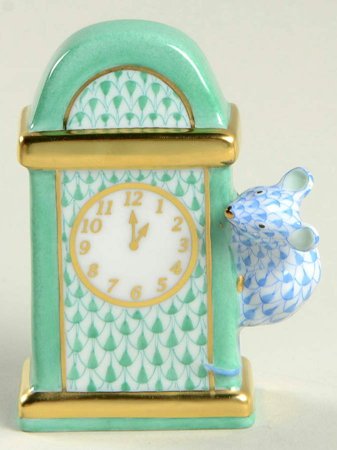 Nursery Rhymes-Fairy Tales Hickory Dickory Dock-Green/Blue - No Box by Herend-1