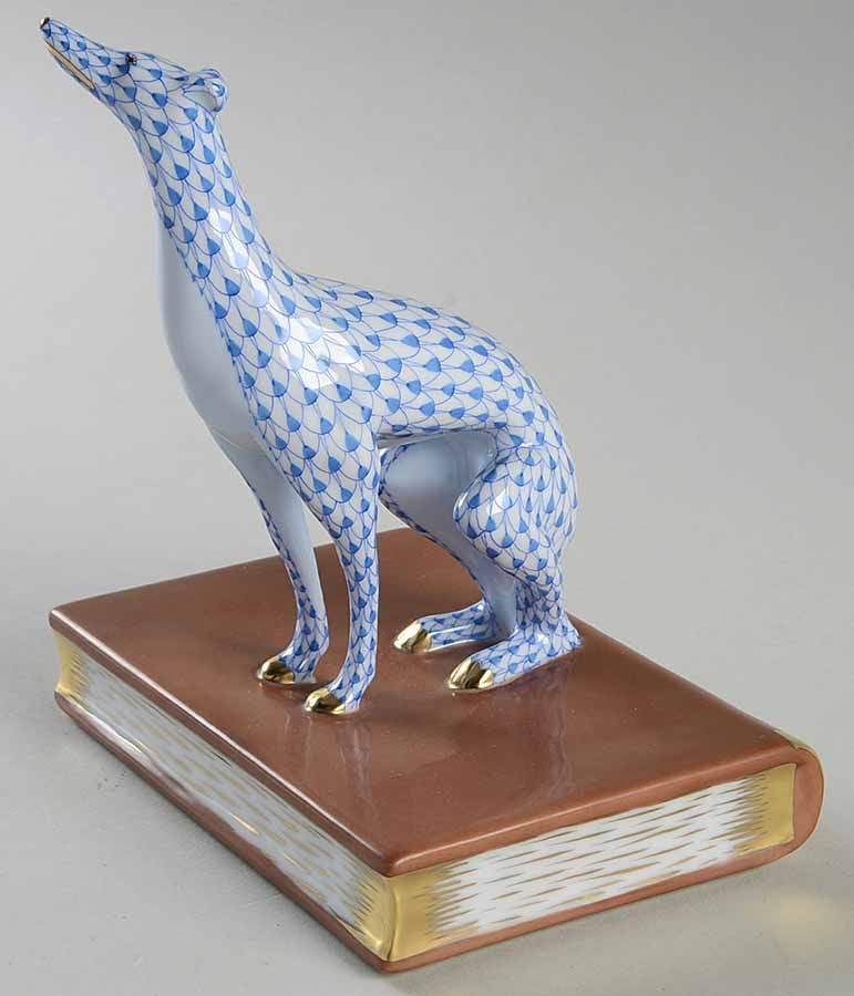 Bookends Greyhound-Blue/Right - No Box by Herend-1