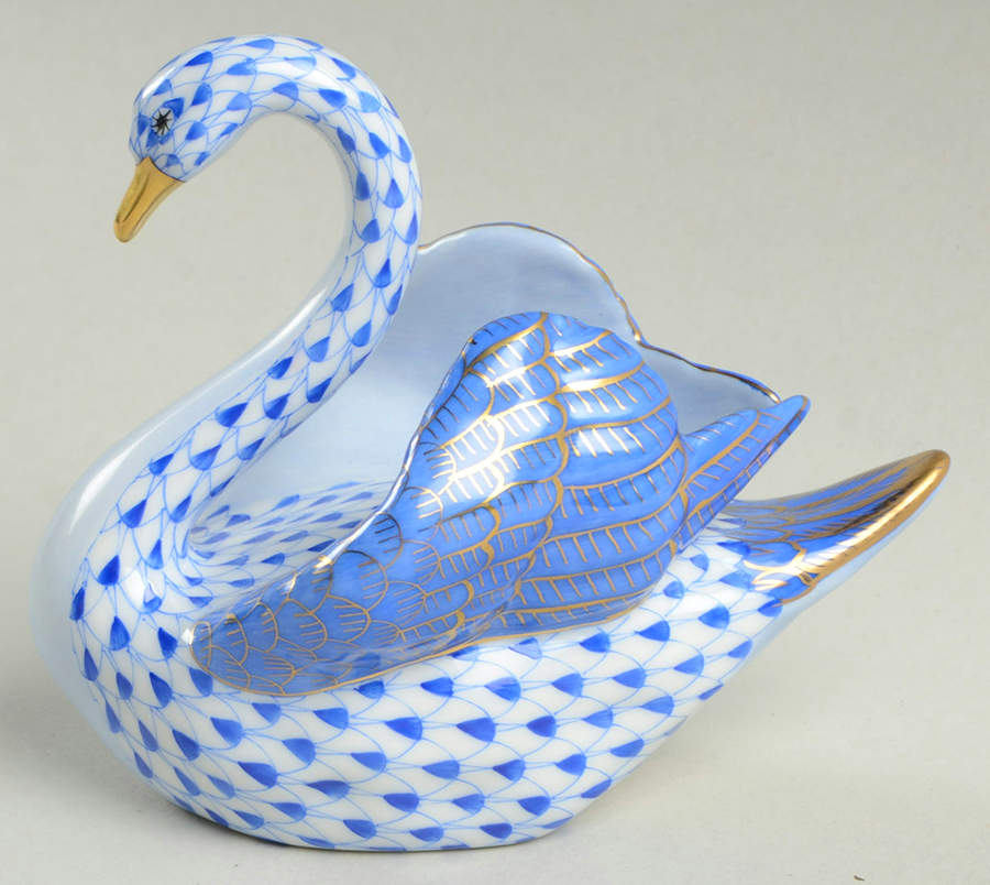 Waterfowl Swan-Blue - No Box by Herend-1
