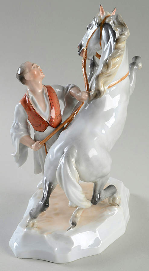 Traditional Hungarian People Horseherd Of Hortobagy-White Horse - No Box by Herend-1